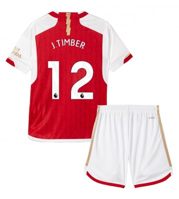 Arsenal Jurrien Timber #12 Primera Equipación Niños 2023-24 Manga Corta (+ Pantalones cortos)